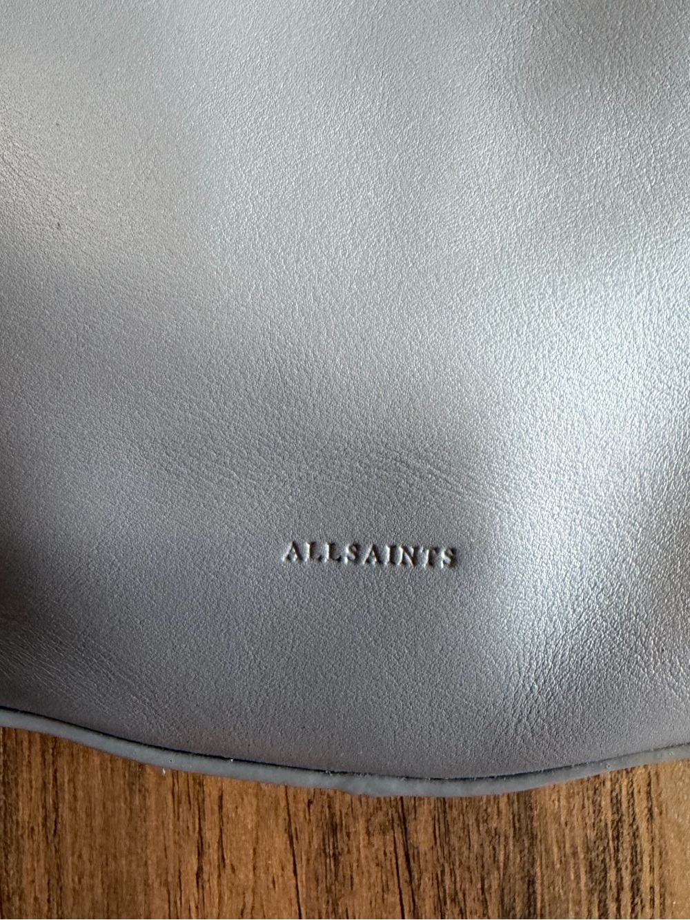 New With Dust Bag $249 AllSaints Half-Moon Crossbody Bag in Light Gray - Picture 4 of 15